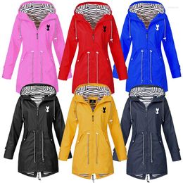 Women's Trench Coats Four Seasons Outdoor Waterproof And Rainproof Jacket Casual Loose Hooded Coat Mountaineering Windproof S-5XL