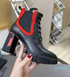 high heeled bootsthick-heeled casual comfortable women Martin Colour matching short boots