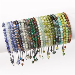 6MM Natural Stone Healing Crystal Beaded Bracelet Women Men Handmade Precious Gemstone Round Bead Adjustable Bracelets Jewellery