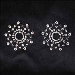 Breast Pad 1 Pair Sexy Nipple Transparent Self Adhesive Breathable Comfortable Stickers Rhinestone Breast Petals Lingerie Pasties Bras Q230914