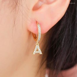 Hoop Earrings 1Pcs A-Z Letters Initial Zircon For Women Wedding Party Jewelry Hanging Eh2081