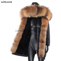 Men's Fur Faux Fur Waterproof Men Parka Winter Jacket New Fashion Warm Long Rabbit Fur Coat Man Parkas Natural Fox Fur Outerwear Streetwear 201111L230914