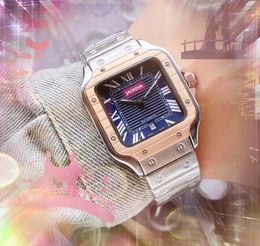 Luxury Automatic Movement Watches Quartz Battery Super Clock Stainless Steel Rubber Strap Waterproof Red Blue White Rose Gold Case Hour Hand Display Watch Gifts