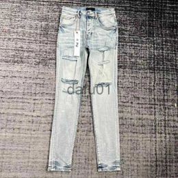 Men's Jeans Men's Jeans Man Designer Purple Skinny Ripped Biker Slim Straight Pants Stack Fashion Mens Trend x0914