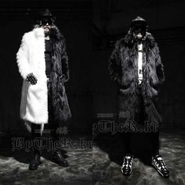 Men's Fur Faux Fur Wholesale- Men long faux fur coats Splice winter fur Fashion thickening lapel Multi-size jackets Schwarzen Pelzmantel Free shippingL230914