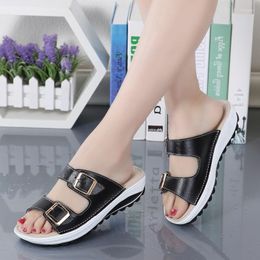 Sandals 2023 Summer Flat Shoes Women Leather Fashion Comfortable Women's Slippers Home 6 Colours