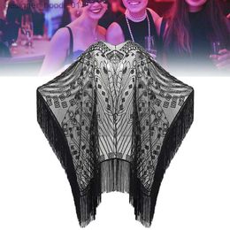 Women's Cape Sunnimix6 1920S Sequin Beaded Shawl Cape Elegant Cover Fringed Glittering Women's L230914