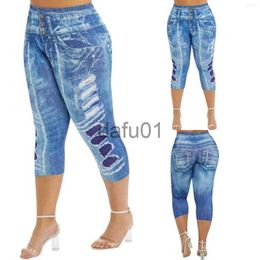 Women's Jeans Women's Jeans Fashion Women's Large Size Splicing Elastic Waist Button Casual Seven Point Pants Jean For Women Sexy Tall Womens Clothes x0914