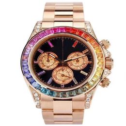 2021 Sapphire Crystal Rose Gold Watch Luxury Automatic Mechanical 116599 RAINBOW Diamond Bezel Mens Watches Fashion Wristwatches262762