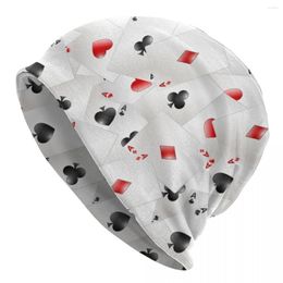 Berets Knitted Hat Poker Aces Pattern Cap Bonnet Adult Accessories
