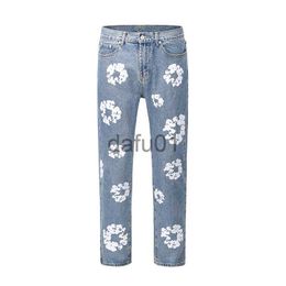 Men's Jeans Flower Full Print Jeans Pants Oversized Streetwear Straight Casual Men and Women Denim Trousers202h x0914