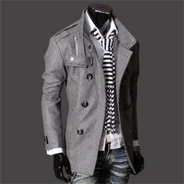 Men's Trench Coats 2023 spring and autumn doublebreasted collar badges men's Korean version of the Slim long trench coat black 230914