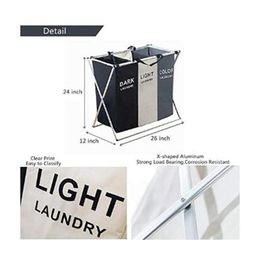 3 Section Collapsible Foldable Laundry Basket Organizer Large Box Storage Laundry Hamper Sorter Dirty Clothes Bag Kids Big Toys T2228G