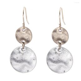 Dangle Earrings Lureme Vintage Round Rugged Beauty Distressed Disc Drop For Women Simple Antique Jewellery 3 Colours (er005454)