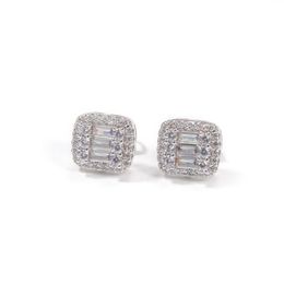 Hip Hop Stud Earrings Jewelry Fashion Mens Square Gold Sier High Quality Zircon Earring Drop Delivery Dh9Hn