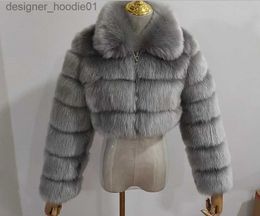 Women's Fur Faux Fur Women's Fur plus size Big yards Faux Fur Manufacturer fur coat new imitation fox short Asian size. 2-3 sizes larger than usual is recommended L230914