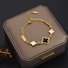 Bracelet female 18K gold titanium steel bracelet ins wind design bracelet Korean version of fashion four-leaf clover web celebrity Jewellery