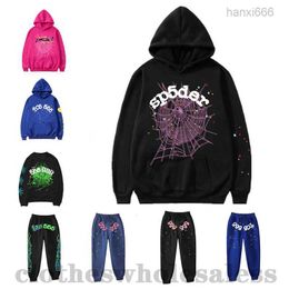 Designer Sp5der Pink Spider Young Thug Star of the Same Style 555555 Beauty Tide Oversized Hooded Sweatshirt Can Be Worn by Men and Women