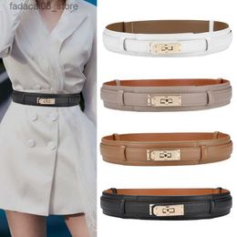 Belts Metal Lock Leather Ladies Belt Luxury Design High Quality Branded Girdle Fashion Casual Versatile Dress Elegant Corset Belt Q230914