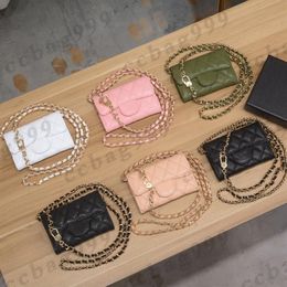 Caviar Mini Coins Purses With Chain Crossbody Bags Cowhide Flap Designer Wallets Classic Quilted Womens Small Card Holder Waist Ba2730