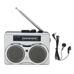 Portable Radio Retro Classic Walkman Dual Speaker Stereo Tape Memory FM AM Radio Antenna With 3.5mm Earphone for Gardening Fishing