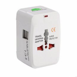 Power Plug Adapter 2 Usb Charging Travel All-In-One International World Ac Converter Socket Eu Drop Delivery Electronics Batteries Cha Dhapc