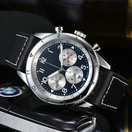 Top Time Mens Watch Quartz Movement All Dial Work Chronograph Watches Retro Leather Strap Design Wristwatch Splash Waterproof Anal250z