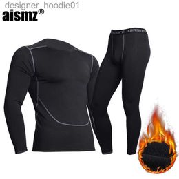 Mens Thermal Underwear Aismz Thermal Underwear For Men Male Thermo Clothes Long Johns Sets Thermal Tights Winter Long Compression Underwear Quick Dry LJ201008 L230