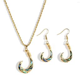 Necklace Earrings Set SAFORUI Hawaiian Samoa Gold Plated Jewellery Hook Earring