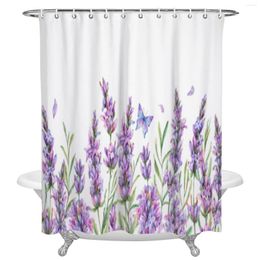 Shower Curtains Watercolor Lavender Flowers Vintage Style Waterproof Curtain Bathroom Polyester Fabric Home Decoration