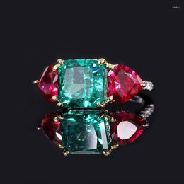 Cluster Rings Lind Solid 925 Sterling Silver Square Green Emerald Wedding Engagement 8 8mm For Women Fine Jewellery Selling