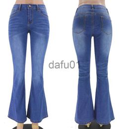 Women's Jeans Women's Jeans Flare Women Denim Pants Blue Distressed Skinny Bell Bottom Mom Ladies Stretch Low Rise Trousers 2023 x0914
