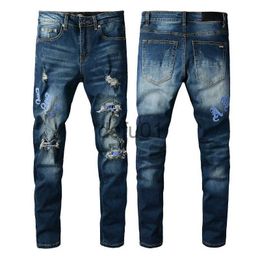 Men's Jeans Mens Designer Jeans Star High Elastics Distressed Ripped Slim Fit Motorcycle Biker Denim For Men s Fashion Black Pants 2022 High Q237r x0914