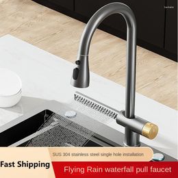 Kitchen Faucets Sink Pull-out Faucet Rain Waterfall Cold And Mixer Tap Splash-proof Rotatable 4 Gear Water Outlet Mode