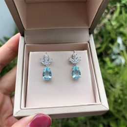 Dangle Earrings Huitan Fashion Elegant Drop For Women Aesthetic Light Blue CZ Ear Accessories High Quality Female Jewellery