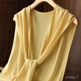 Women's Cape YQ24 Worsted Wool Summer New Thin Cape Women's Knitted Wool Sun Protection Casual Breathable Outer Wear Vest Fashion L230914