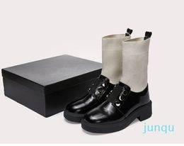 Slim patent leather British style short boots black knitting versatile medium long for women