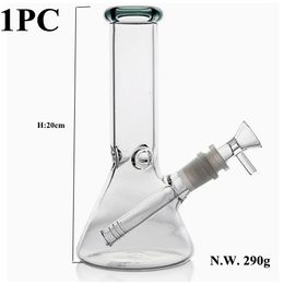 Factory Retail 8" Height Small Transparent High Quality Glass Water Tobacco Pipe Bong/Hookah Clear Beaker With Ice Catcher/Hookah Pipe Bong