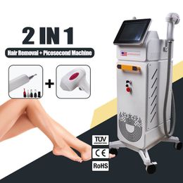 New Upgrade 2 Handles Hair/Tattoo Remover 808 Diode + Pico Laser Skin Rejuvenation Freckle Acne Treatment Instrument Multi-language Optional