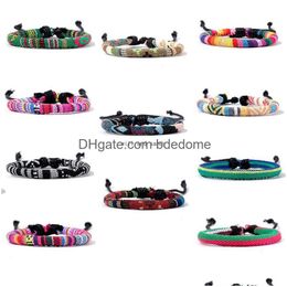 Charm Bracelets Simple Wax Rope Bracelet Mticolor Rainbow Adjustable Bangle Cuff Wrap For Men Women Fashion Jewelry Will And Sandy Dro Dhz0V