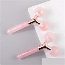 Face Massager Beauty Facial Skin Care Masr 3D Jade Roller Lifting Slimming Tool Natural Stone Crystal Pink Rose Quartz Anti Ageing Drop Dhc4L