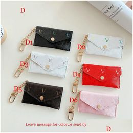 Leather Uni Designer Key Pouch Fashion Purse Keyrings Mini Wallets Coin Credit Card Holder 5 Styles Epacket Drop Delivery