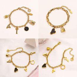Chain Classic Bracelets Women Bangle Designer Bracelet 18K Gold Plated Stainless Steel Crystal Lovers Gift Wristband Cuff Jewelry New Dhoa0