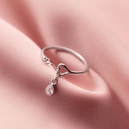 Cluster Rings LAVIFAM Small 925 Sterling Silver Hollow Heart Twist Lines Opening Ring For Women Girl Finger Adjust Size Jewellery