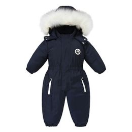 Jackets -30 Winter Baby Clothes Thicken Warm Romper plus fleece Jumpsuit Snowsuits Girl Boy Hooded Jackets Ski Suits Kids Coat Outerwear 230914