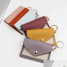 Uni Key Pouch Fashion Leather Purse Keyrings Mini Wallets Coin Credit Card Holder 7 Colors Drop Delivery