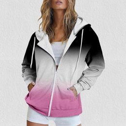 Women's Hoodies Printed Hooded Pull Out Zipper Loose Casual Pocket Jacket Dress Coat Womens Winter 2x Warm