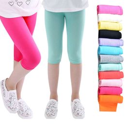 3-10 years Girls Knee Length Kid Fifth Pants Candy Color Children Cropped Clothing Spring-Summer All-matches Bottoms Leggings