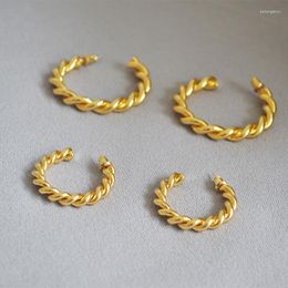 Hoop Earrings Brass Gold-plated Fashion Exquisite Simple Fried Dough Twists Texture Versatile C-word Exaggerated Female