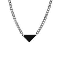 Designer silver color mens necklace women triangle letters love trendy punk men enamel cool street womens pendants necklaces ladies chains luxury jewlery